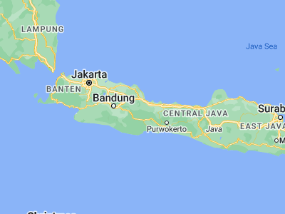 Map showing location of Kuningan (-6.97583, 108.48306)
