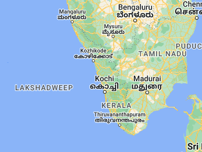 Map showing location of Kunnamkulam (10.65, 76.08333)