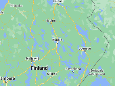 Map showing location of Kuopio (62.89238, 27.67703)
