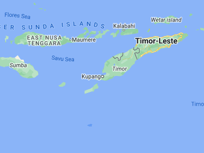 Map showing location of Kupang (-10.1718, 123.6075)