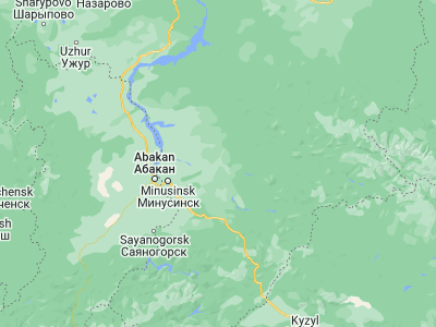 Map showing location of Kuragino (53.8975, 92.6725)