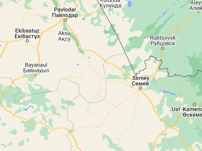 Map showing location of Kūrchatov (50.75617, 78.54188)