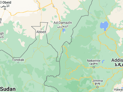 Map showing location of Kurmuk (10.55, 34.28333)
