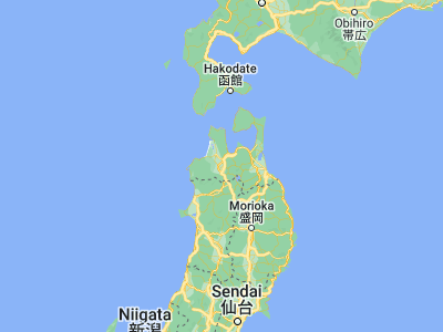 Map showing location of Kuroishi (40.63889, 140.59222)