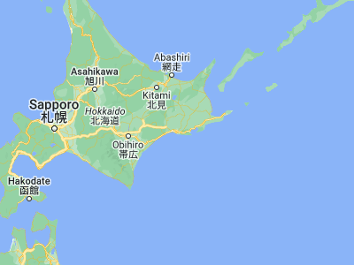 Map showing location of Kushiro (42.975, 144.37472)