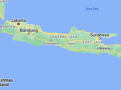 Map showing location of Kutoarjo (-7.71694, 109.91278)