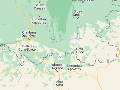 Map showing location of Kuvandyk (51.4781, 57.3552)