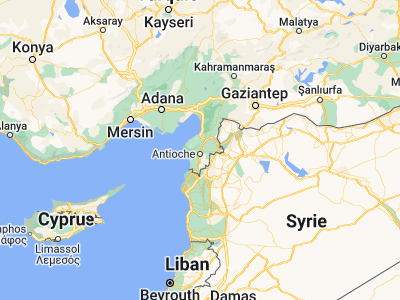 Map showing location of Kuzeytepe (36.26556, 36.15167)