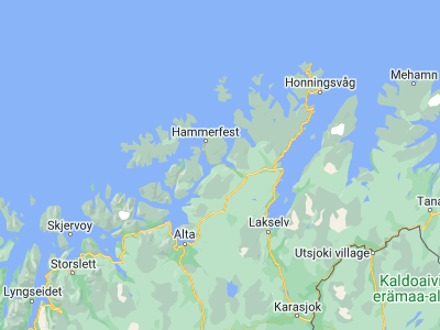 Map showing location of Kvalsund (70.50271, 23.97974)