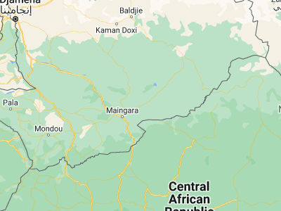 Map showing location of Kyabé (9.45149, 18.94493)