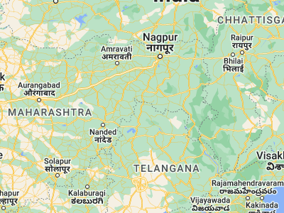Map showing location of Kyathampalle (19.66781, 78.5289)