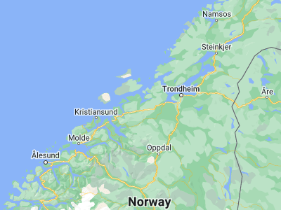 Map showing location of Kyrksæterøra (63.29057, 9.08909)