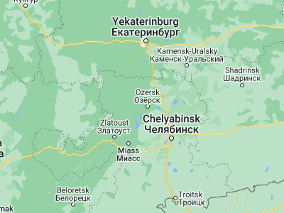 Map showing location of Kyshtym (55.714, 60.5528)