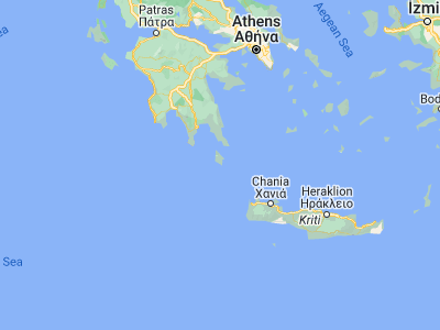 Map showing location of Kýthira (36.15, 22.9925)