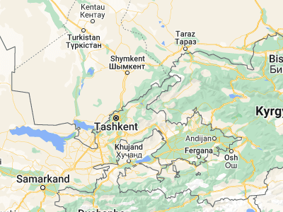 Map showing location of Kyzyldzhar (41.56667, 70.01667)