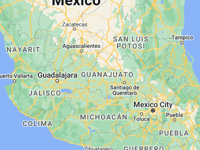 Map showing location of La Aldea (20.90146, -101.47898)