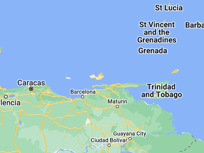 Map showing location of La Asunción (11.03333, -63.86278)
