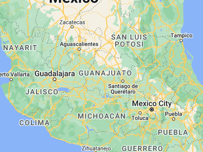 Map showing location of La Calera (20.7979, -101.33212)
