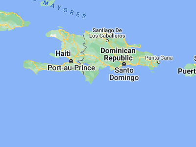 Map showing location of La Ciénaga (18.06858, -71.10651)