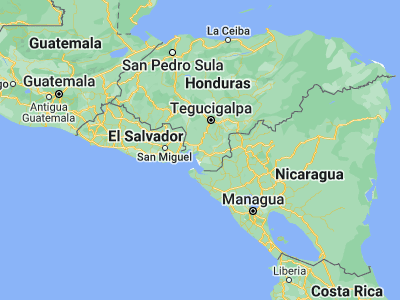 Map showing location of La Criba (13.45361, -87.41333)
