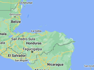 Map showing location of La Esperanza (15.63333, -85.76667)