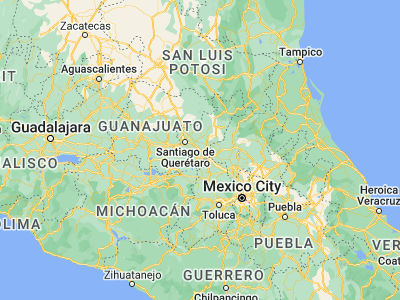 Map showing location of La Estancia (20.41667, -100.06667)