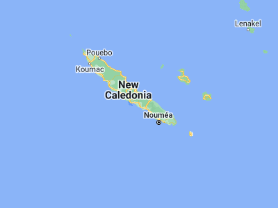 Map showing location of La Foa (-21.71079, 165.82764)