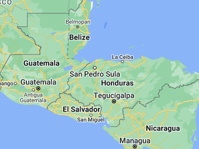 Map showing location of La Guacamaya (15.25, -87.8)