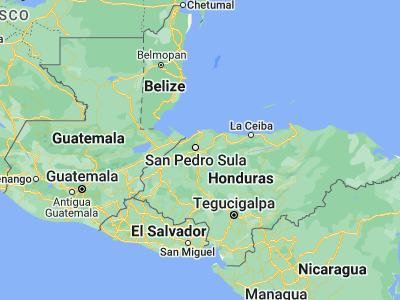 Map showing location of La Lima (15.43333, -87.91667)