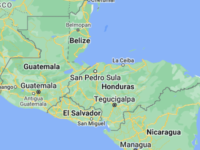 Map showing location of La Mina (15.31667, -87.83333)