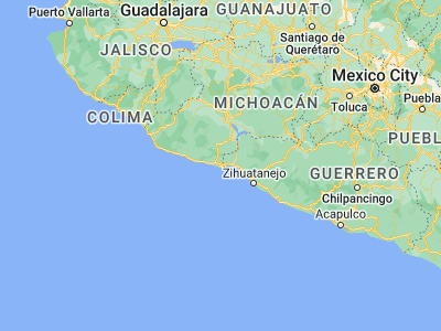 Map showing location of La Orilla (17.98333, -102.23333)