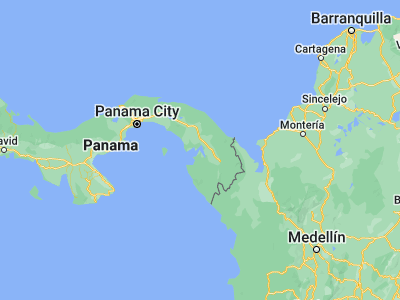 Map showing location of La Palma (8.40278, -78.14528)