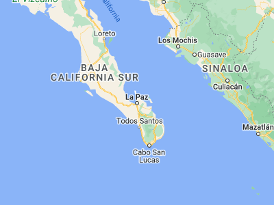 Map showing location of La Paz (24.16667, -110.3)