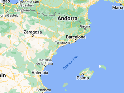 Map showing location of La Pineda (41.07625, 1.18515)