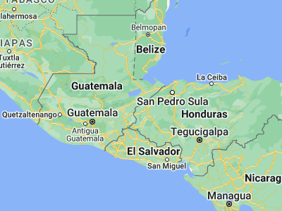 Map showing location of La Playona (15.11667, -88.98333)