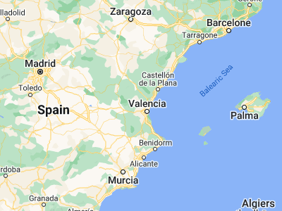 Map showing location of La Pobla de Vallbona (39.6, -0.55)