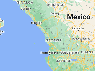Map showing location of La Presa (22.3433, -105.39349)
