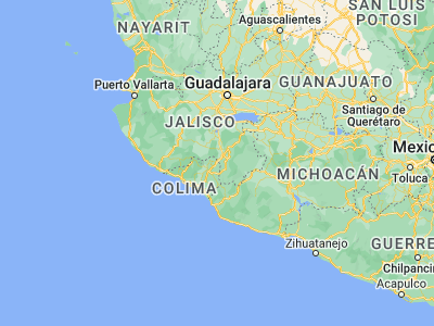 Map showing location of La Quesería (19.38609, -103.57243)