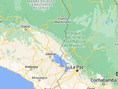 Map showing location of La Rinconada (-14.63126, -69.44638)