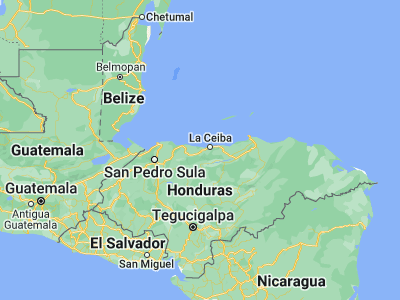 Map showing location of La Unión (15.71667, -87)