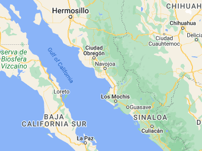 Map showing location of La Unión (26.81961, -109.60831)