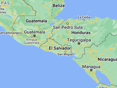 Map showing location of La Virtud (14.05, -88.7)