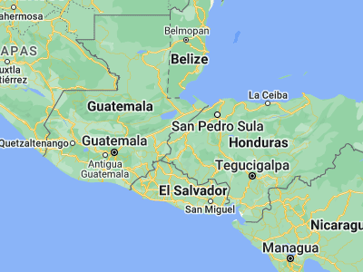 Map showing location of La Zumbadora (15.01667, -88.9)