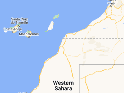 Map showing location of Laâyoune / El Aaiún (27.16224, -13.20315)