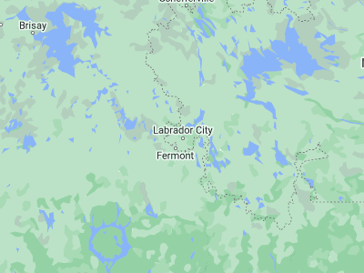 Map showing location of Labrador City (52.94626, -66.91137)