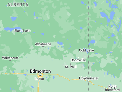 Map showing location of Lac La Biche (54.7669, -111.96861)