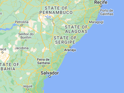 Map showing location of Lagarto (-10.91722, -37.65)