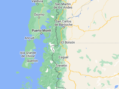Map showing location of Lago Puelo (-42.08095, -71.61405)