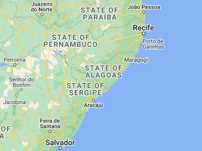 Map showing location of Lagoa da Canoa (-9.82972, -36.73778)