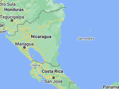 Map showing location of Laguna de Perlas (12.34294, -83.67123)